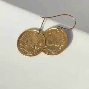 עגילי 'מטבע' מציפוי זהב 14K