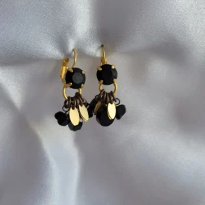 עגילי ציפוי זהב בשילוב אבני אוניקס