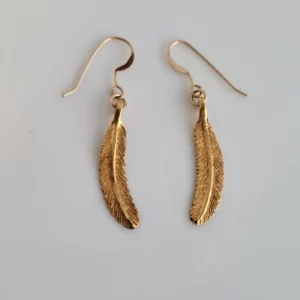 עגילי נוצה ציפוי זהב