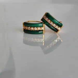 עגילי גולדפילד בשילוב אבן של זירקוניה מעובד ומלכית מעובד