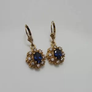 עגילי גולדפילד 'דיאנה' נופלים בשילוב אבן כחולה נייבי וזירקוניה